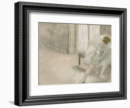 Dancer Seated, Readjusting Her Stocking, Danseuse Tirant Son Maillot (La Precaution), C. 1882-1885-Edgar Degas-Framed Giclee Print