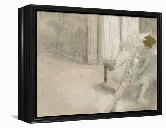 Dancer Seated, Readjusting Her Stocking, Danseuse Tirant Son Maillot (La Precaution), C. 1882-1885-Edgar Degas-Framed Premier Image Canvas