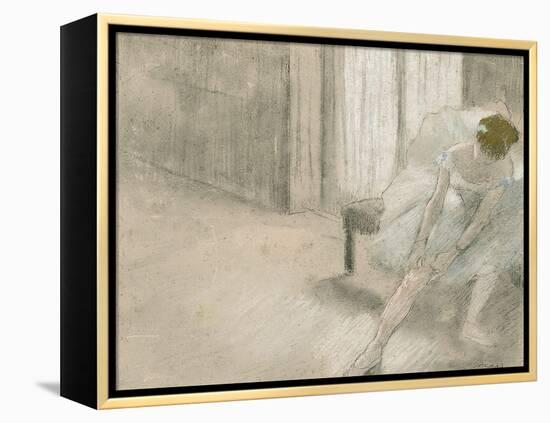 Dancer Seated, Readjusting Her Stocking, Danseuse Tirant Son Maillot (La Precaution), C. 1882-1885-Edgar Degas-Framed Premier Image Canvas