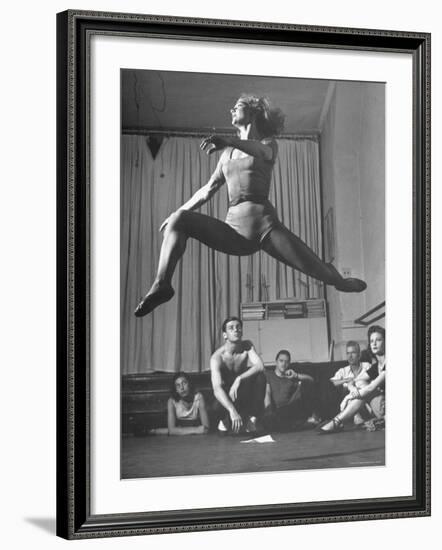 Dancer Valerie Bettis Demonstrating a Ballet Move for the Rest of Her Troupe-Nina Leen-Framed Premium Photographic Print