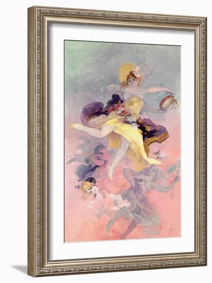 Dancer with a Basque Tambourine-Jules Chéret-Framed Giclee Print