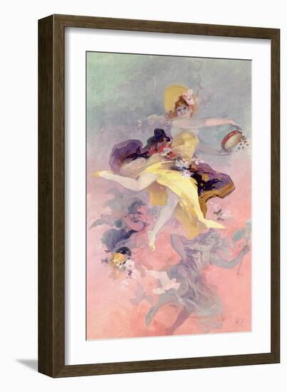 Dancer with a Basque Tambourine-Jules Chéret-Framed Giclee Print