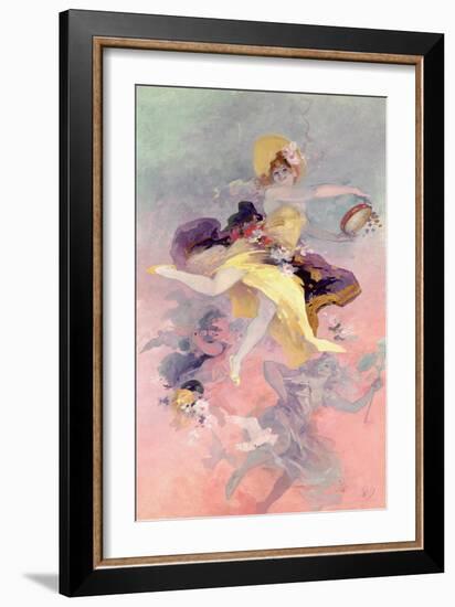 Dancer with a Basque Tambourine-Jules Chéret-Framed Giclee Print