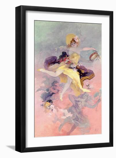 Dancer with a Basque Tambourine-Jules Chéret-Framed Giclee Print