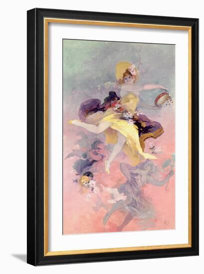 Dancer with a Basque Tambourine-Jules Chéret-Framed Giclee Print