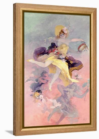 Dancer with a Basque Tambourine-Jules Chéret-Framed Premier Image Canvas