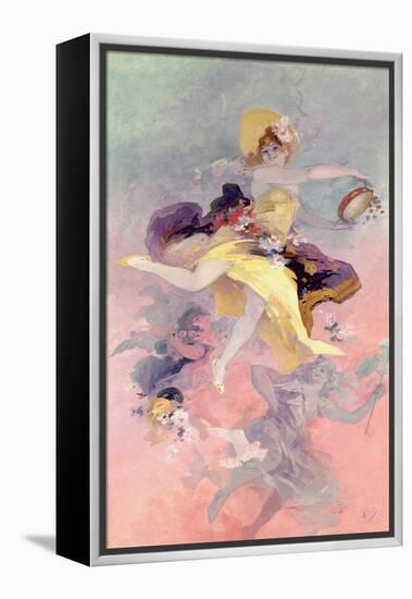 Dancer with a Basque Tambourine-Jules Chéret-Framed Premier Image Canvas