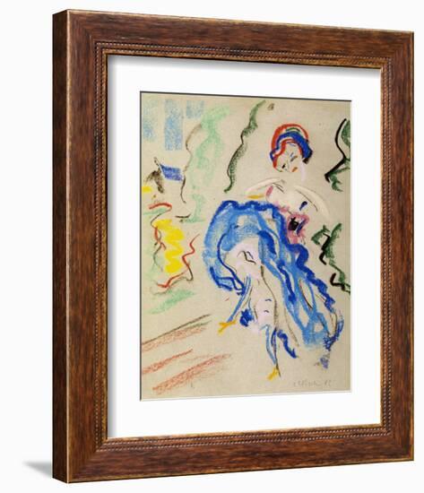 Dancer with a Blue Skirt-Ernst Ludwig Kirchner-Framed Art Print