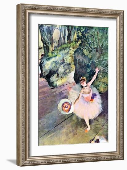 Dancer with a Bouquet of Flowers (The Star of the Ballet)-Edgar Degas-Framed Art Print