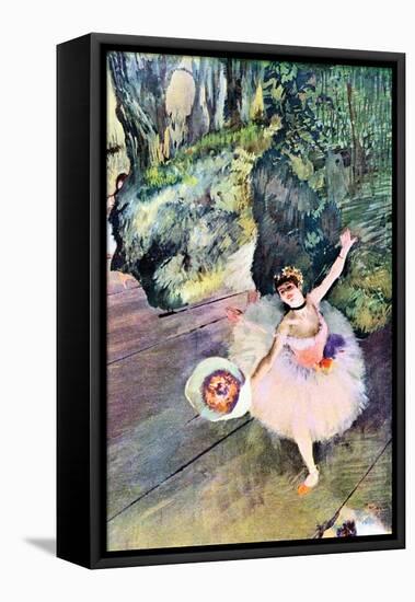 Dancer with a Bouquet of Flowers (The Star of the Ballet)-Edgar Degas-Framed Stretched Canvas