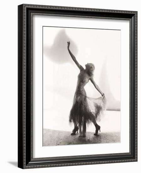 Dancer with Arms Outstretched Against White Background-null-Framed Photo