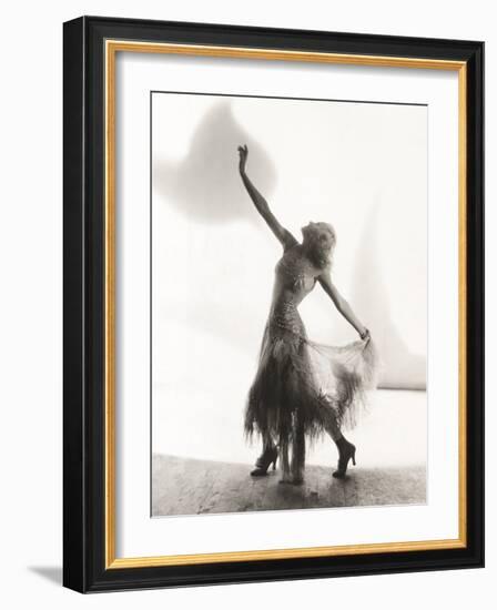 Dancer with Arms Outstretched Against White Background-null-Framed Photo