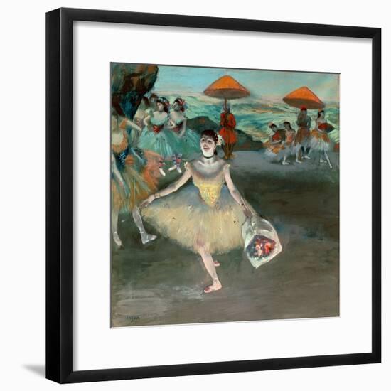 Dancer with Bouquet, Curtseying, 1877-Edgar Degas-Framed Giclee Print