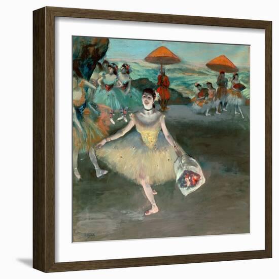 Dancer with Bouquet, Curtseying, 1877-Edgar Degas-Framed Giclee Print