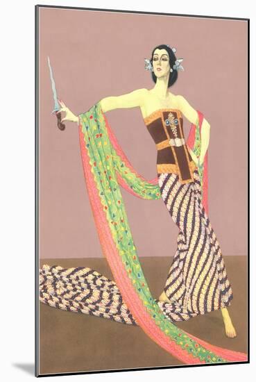 Dancer with Shawl and Knife-null-Mounted Art Print