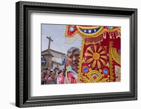 Dancers and audience at the San Jacinto fiesta in Cusco, Peru, South America-Julio Etchart-Framed Photographic Print