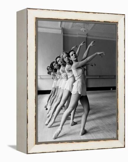 Dancers at George Balanchine's School of American Ballet During Rehearsal in Dance Posture-Alfred Eisenstaedt-Framed Premier Image Canvas