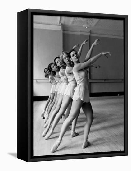 Dancers at George Balanchine's School of American Ballet During Rehearsal in Dance Posture-Alfred Eisenstaedt-Framed Premier Image Canvas