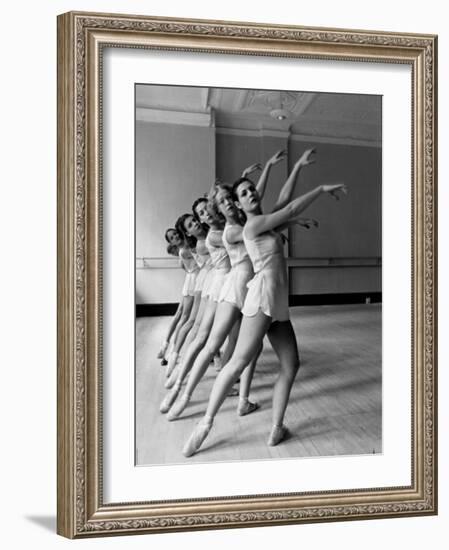 Dancers at George Balanchine's School of American Ballet During Rehearsal in Dance Posture-Alfred Eisenstaedt-Framed Photographic Print