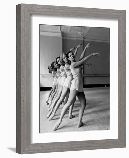 Dancers at George Balanchine's School of American Ballet During Rehearsal in Dance Posture-Alfred Eisenstaedt-Framed Photographic Print