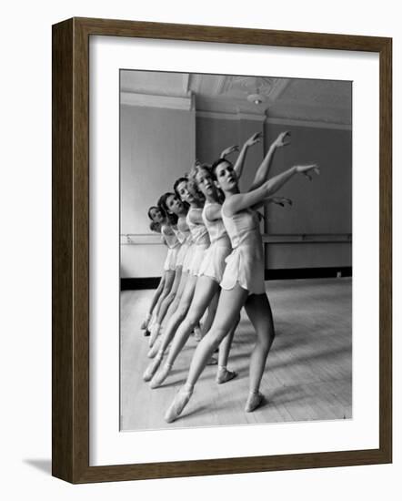 Dancers at George Balanchine's School of American Ballet During Rehearsal in Dance Posture-Alfred Eisenstaedt-Framed Photographic Print