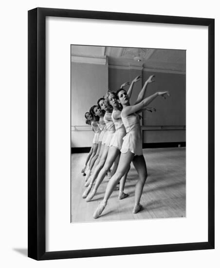 Dancers at George Balanchine's School of American Ballet During Rehearsal in Dance Posture-Alfred Eisenstaedt-Framed Photographic Print