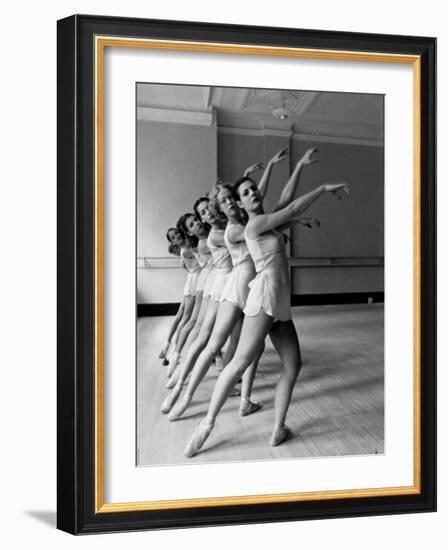 Dancers at George Balanchine's School of American Ballet During Rehearsal in Dance Posture-Alfred Eisenstaedt-Framed Photographic Print