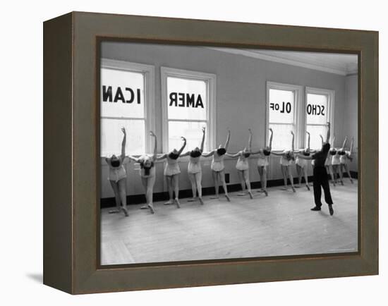 Dancers at George Balanchine's School of American Ballet Lined Up at Barre During Training-Alfred Eisenstaedt-Framed Premier Image Canvas