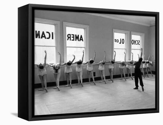 Dancers at George Balanchine's School of American Ballet Lined Up at Barre During Training-Alfred Eisenstaedt-Framed Premier Image Canvas