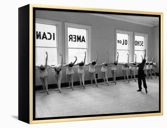 Dancers at George Balanchine's School of American Ballet Lined Up at Barre During Training-Alfred Eisenstaedt-Framed Premier Image Canvas