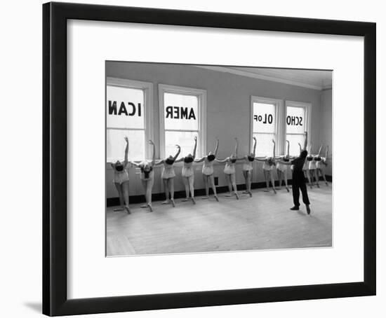 Dancers at George Balanchine's School of American Ballet Lined Up at Barre During Training-Alfred Eisenstaedt-Framed Photographic Print