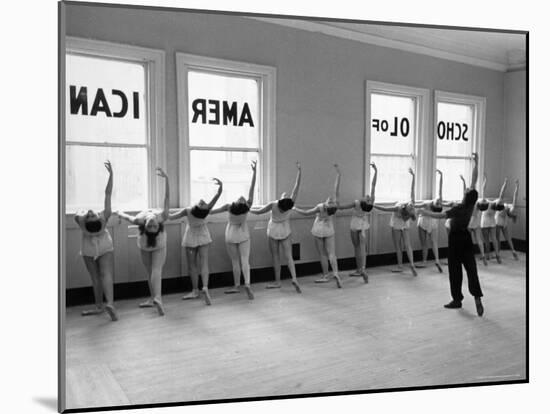 Dancers at George Balanchine's School of American Ballet Lined Up at Barre During Training-Alfred Eisenstaedt-Mounted Photographic Print