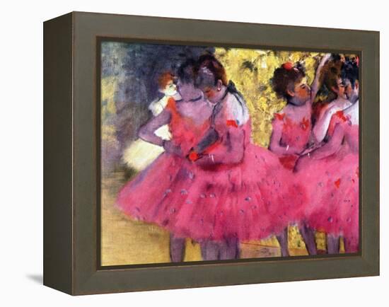 Dancers in Pink, Between the Scenes-Edgar Degas-Framed Premier Image Canvas