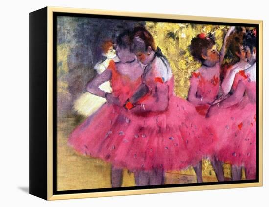 Dancers in Pink, Between the Scenes-Edgar Degas-Framed Premier Image Canvas