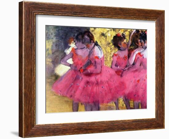 Dancers in Pink, Between the Scenes-Edgar Degas-Framed Premium Giclee Print