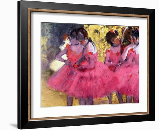 Dancers in Pink, Between the Scenes-Edgar Degas-Framed Premium Giclee Print