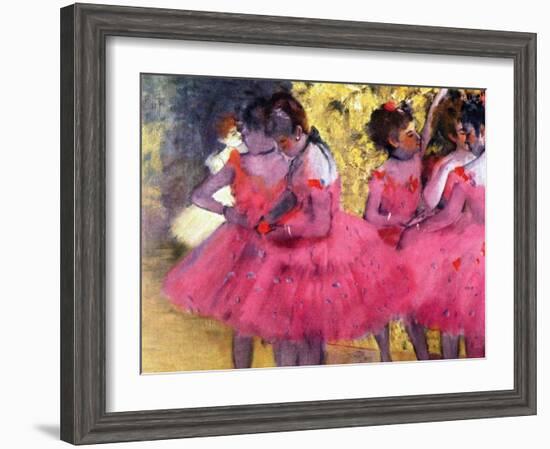 Dancers in Pink, Between the Scenes-Edgar Degas-Framed Giclee Print