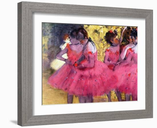 Dancers in Pink, Between the Scenes-Edgar Degas-Framed Giclee Print