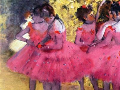 Dancers in pink between the scenes by Edgar Degas   20"x26"  Canvas Art Print 