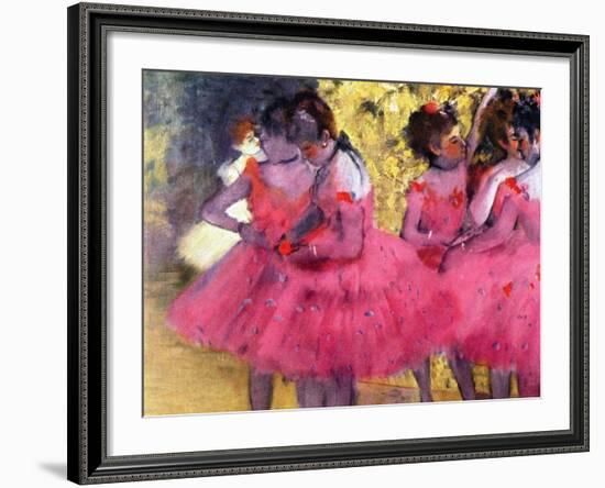 Dancers in Pink, Between the Scenes-Edgar Degas-Framed Giclee Print