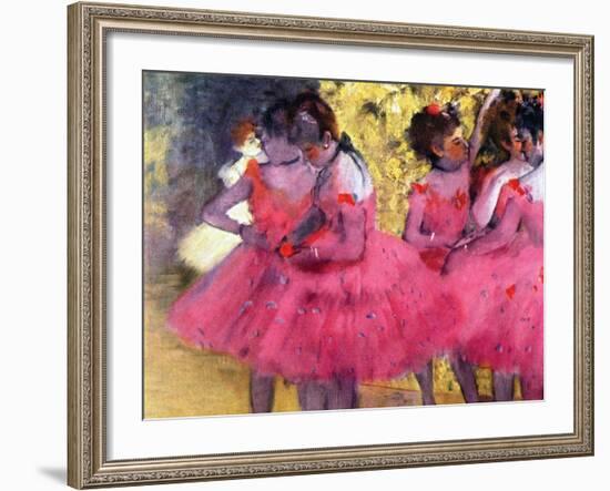 Dancers in Pink, Between the Scenes-Edgar Degas-Framed Giclee Print