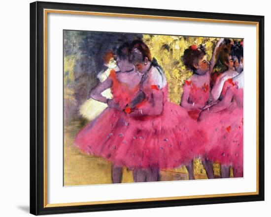 Dancers in Pink, Between the Scenes-Edgar Degas-Framed Giclee Print