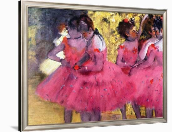 Dancers in Pink, Between the Scenes-Edgar Degas-Framed Giclee Print