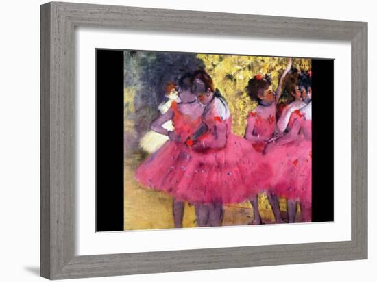 Dancers in Pink Between the Scenes-Edgar Degas-Framed Art Print