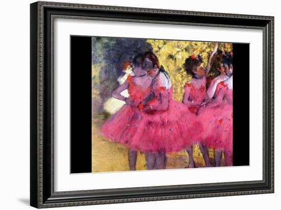 Dancers in Pink Between the Scenes-Edgar Degas-Framed Art Print