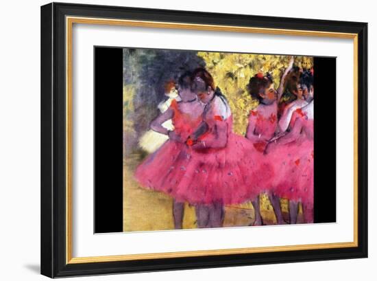 Dancers in Pink Between the Scenes-Edgar Degas-Framed Art Print