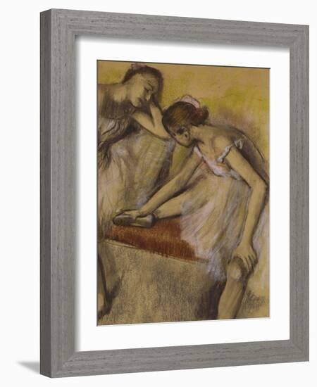 Dancers in Repose, C.1898 (Pastel and Charcoal on Wove Paper)-Edgar Degas-Framed Giclee Print