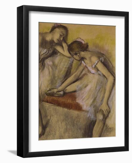 Dancers in Repose, C.1898 (Pastel and Charcoal on Wove Paper)-Edgar Degas-Framed Giclee Print