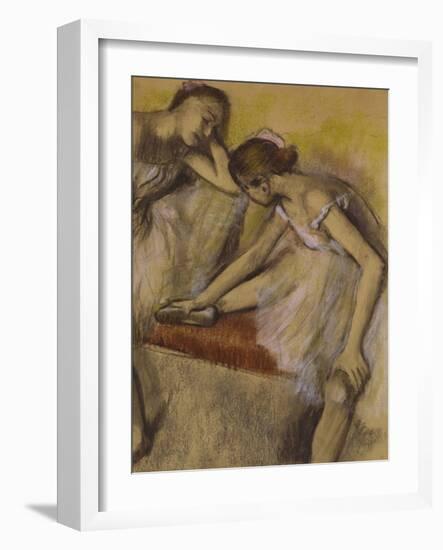 Dancers in Repose, C.1898 (Pastel and Charcoal on Wove Paper)-Edgar Degas-Framed Giclee Print