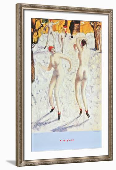 Dancers in the Snow-Alfons Walde-Framed Art Print